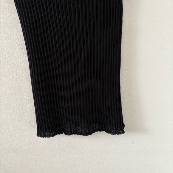 Massimo Dutti Open Knit Ribbed Crew Neck Black Top Size L NWT - Picture 9 of 11